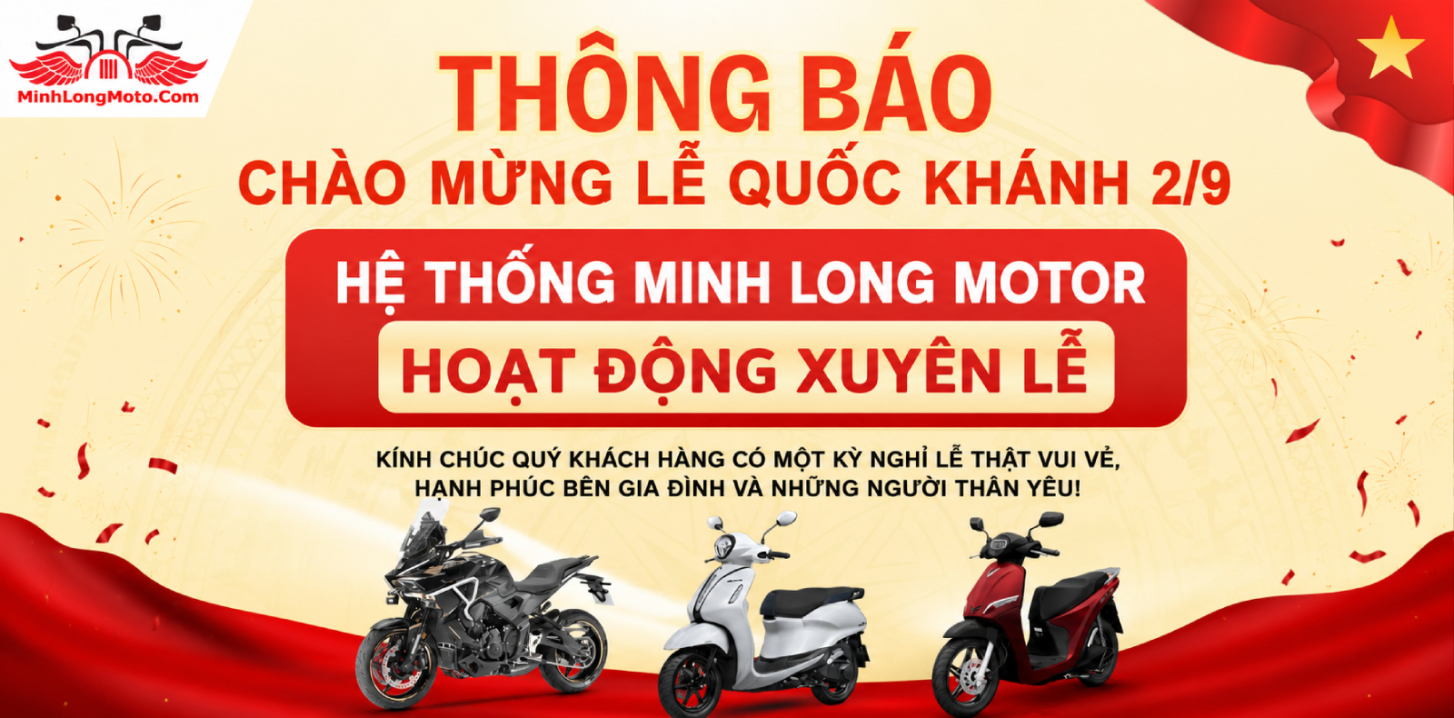 Minh Long Motor làm việc xuyên lễ 02/09/2026