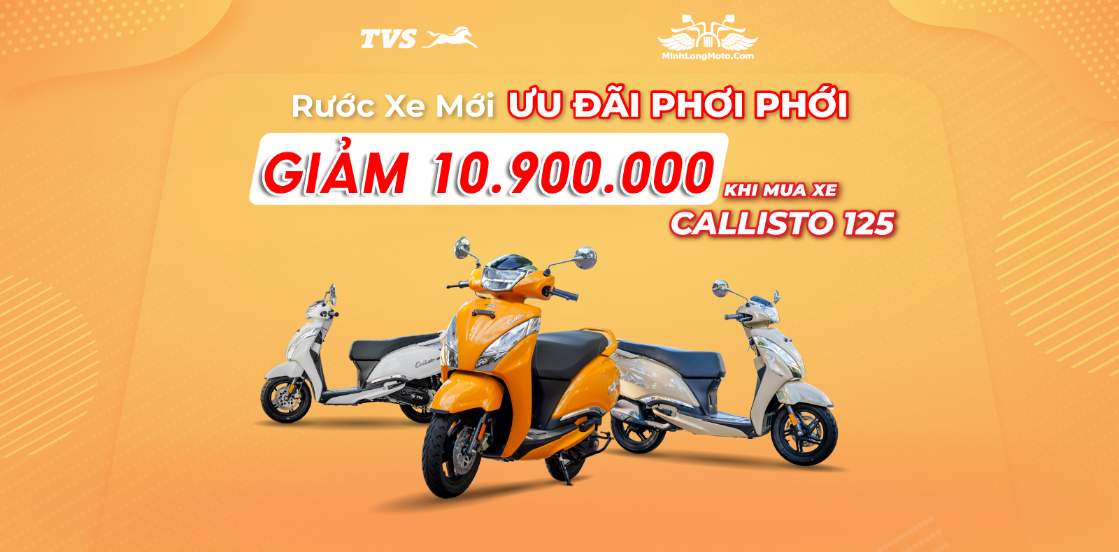 Khuyến mãi: Giảm 10,9 triệu cho TVS Callisto 125 chính hãng