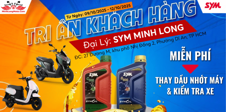 SYM: Kiểm tra & Thay nhớt miễn phí 09-12/10/2025