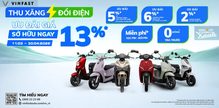 VinFast: Thu xăng đổi điện – Ưu đãi lên đến 13%