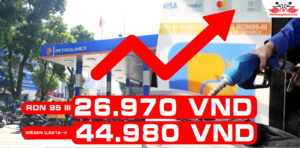 Giá xăng tăng gần 27 nghìn/lít – Dầu gần chạm 45 nghìn/lít