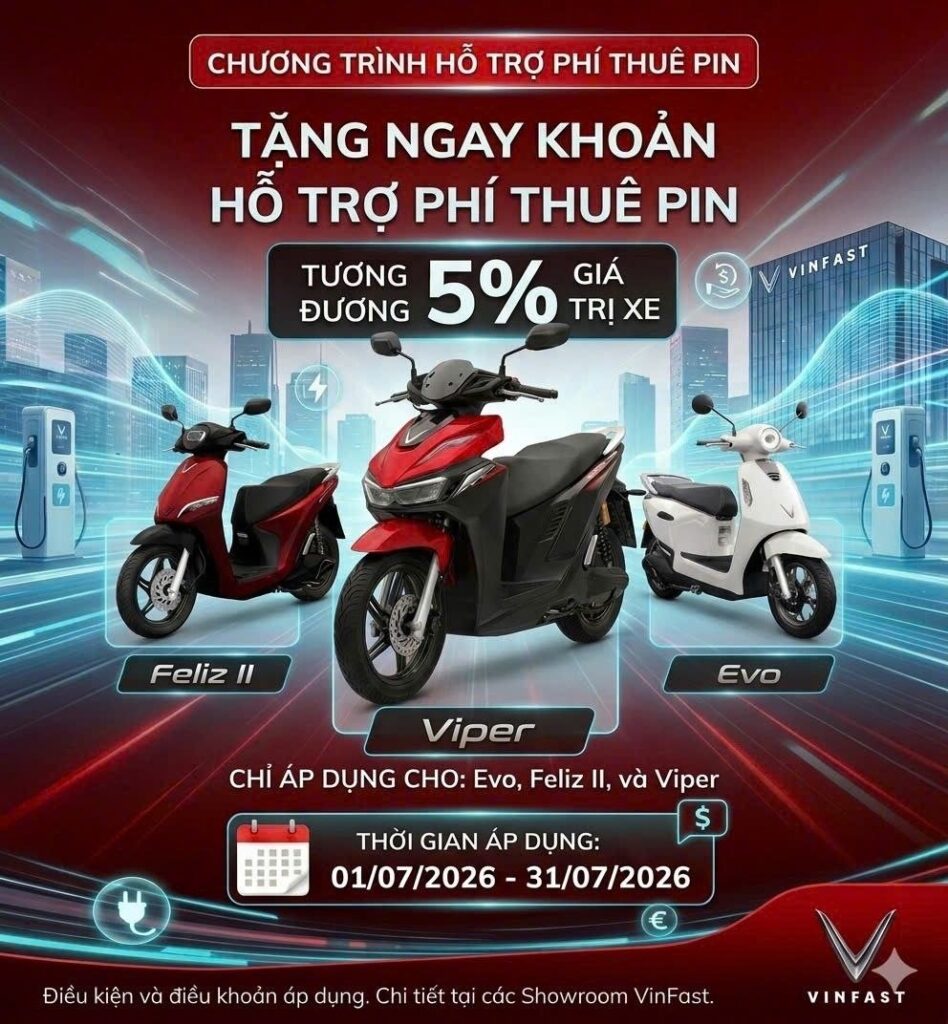 Hỗ trợ phí thuê pin 5%