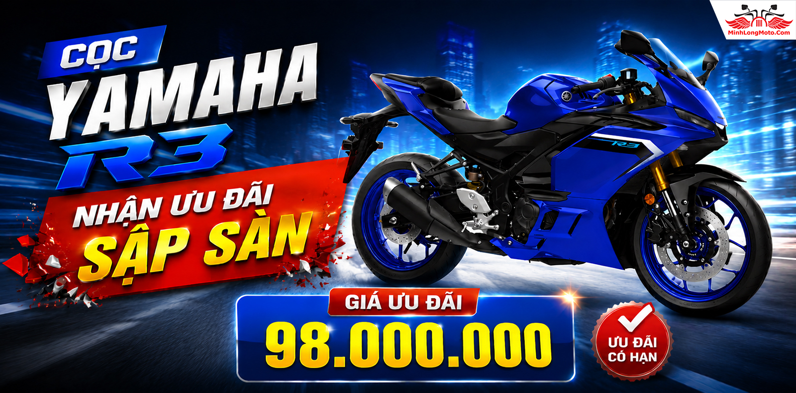Nhận cọc Yamaha R3 All-New: Ưu đãi sập sàn đến 34 triệu – Chỉ 03 suất duy nhất
