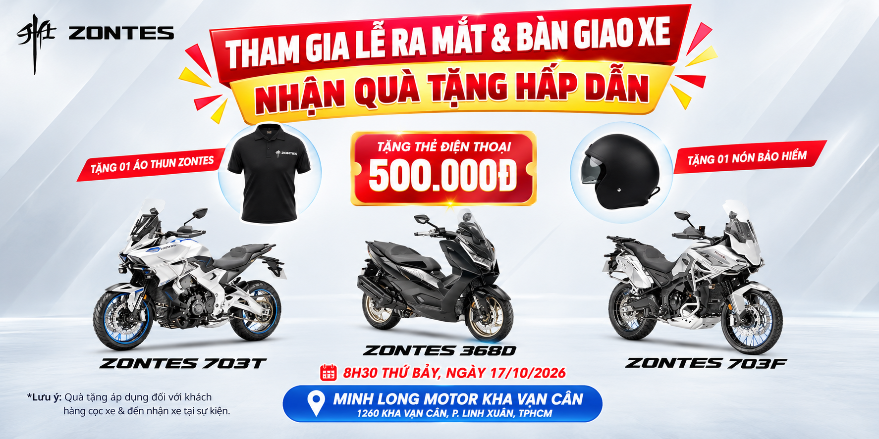 Bàn giao xe Zontes 703T – 703F V2 – 368D nhận thêm quà tặng